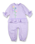 Stripe Knit Longall With Heart Flowers